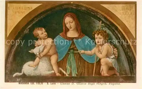 Kuenstlerkarte B. Luini Madonna col Figlio Chiesa S. Maria degli Angeli Lugano  Kat. Kuenstlerkarte