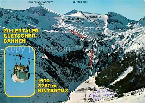 Seilbahn Zillertaler Gletscherbahnen Hintertux  Kat. Bahnen