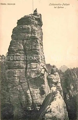 Klettern Bergsteigen Lokomotiv Felsen Rathen  Kat. Bergsteigen