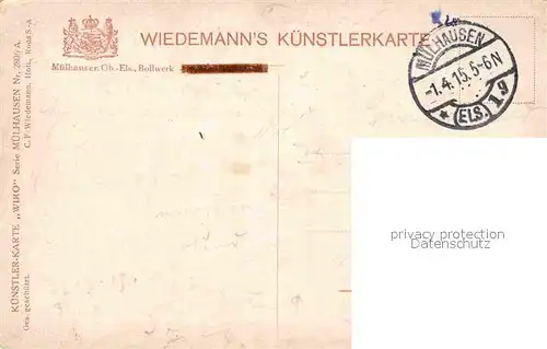 Verlag Wiedemann WIRO Nr. 2806 A Muelhausen Elsass Bollwerk Mulhouse Kat. Verlage