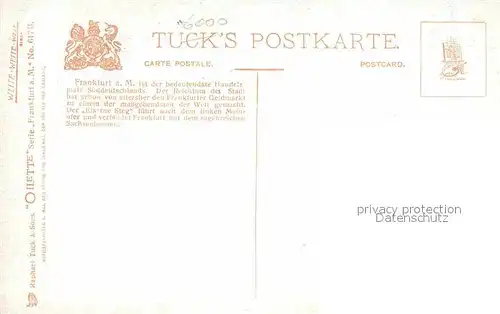 Verlag Tucks Oilette Nr. 617 B Frankfurt am Main Eiserner Steg Charles E. Flower  Kat. Verlage