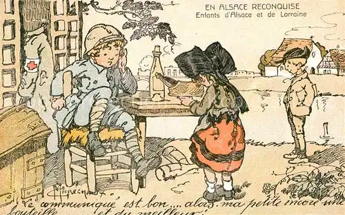 Trachten Alsace Enfants d Alsace et de Lorraine Kuenstlerkarte C.  Marechaux Kat. Trachten