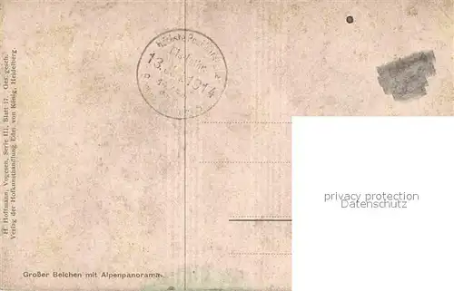 Hoffmann Heinrich Grosser Belchen mit Alpenpanorama  Kat. Kuenstlerkarte