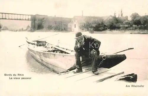 Fischerei Fischer Rheinufer Boot  Kat. Handwerk