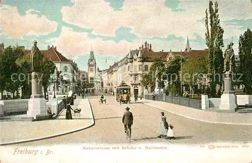 Strassenbahn Freiburg im Breisgau Kaiserstrasse Bruecke Martinstor  Kat. Strassenbahn