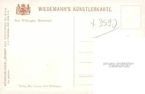 Verlag Wiedemann WIRO Nr. 2174 A Bad Wildungen Helenental  Kat. Verlage