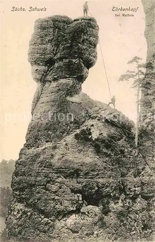 Klettern Bergsteigen Tuerkenkopf Rathen  Kat. Bergsteigen