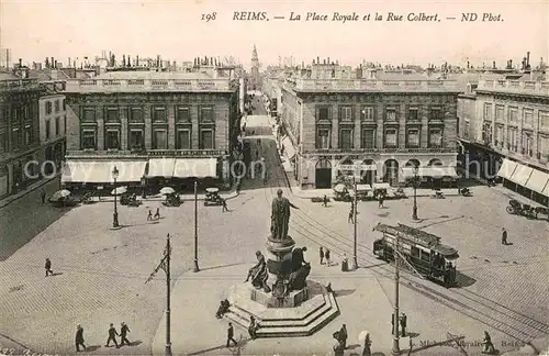 Strassenbahn Reims Place Royale Rue Colbert  Kat. Strassenbahn