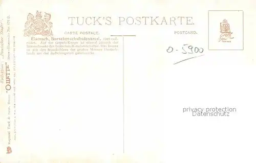 Verlag Tucks Oilette Nr. 171 B Eisenach Burschenschaftsdenkmal  Kat. Verlage