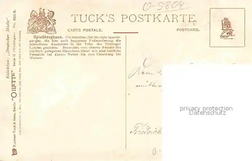 Verlag Tucks Oilette Nr. 650 B Friedrichroda Spiessberghaus  Kat. Verlage
