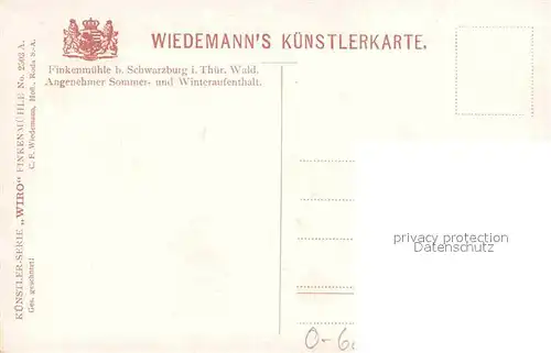 Verlag Wiedemann WIRO Nr. 2503 A Finkenmuehle Schwarzburg  Kat. Verlage