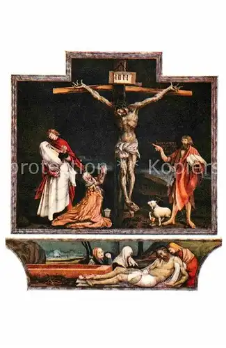 Kuenstlerkarte Mathias Grunewald Le Christ en Croix Retable d Issenheim  Kat. Kuenstlerkarte