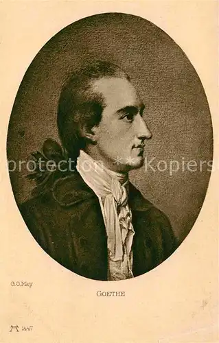 Verlag Ackermann Kuenstlerpostkarte Nr. 1447 Goethe gemalt 1779 G. O. May Kat. Verlage