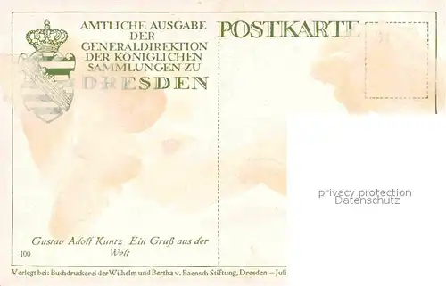 Kuenstlerkarte Gustav Adolf Kuntz Ein Gruss aus der Welt Nonne  Kat. Kuenstlerkarte