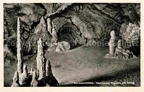 Hoehlen Caves Grottes Baumannshoehle Hamburger Wappen mit Moench Kat. Berge