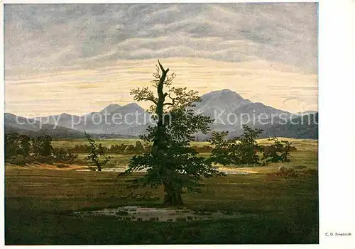 Kuenstlerkarte C.D. Friedrich Der einsame Baum  Kat. Kuenstlerkarte