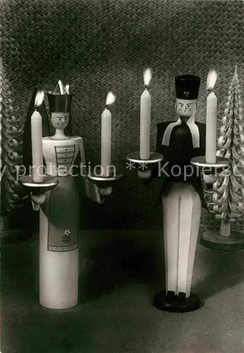 Weihnachten Seiffener Bergmann und Engel Kerzen Kat. Greetings