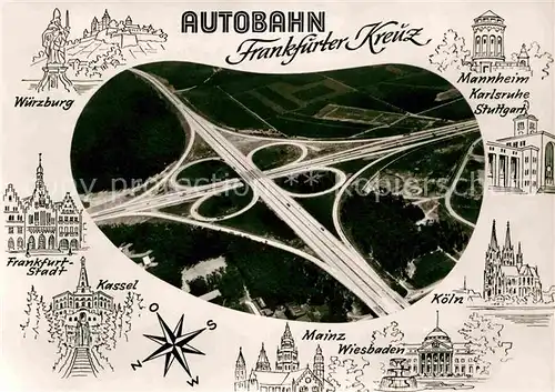 Autobahn Frankfurter Kreuz Fliegeraufnahme Kat. Autos