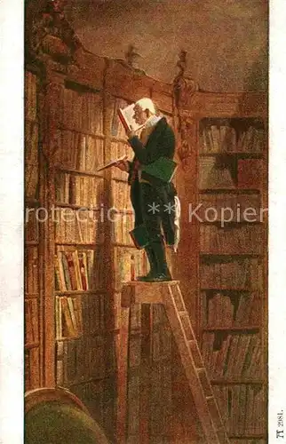 Spitzweg Carl Der Buecherwurm F.A. Ackermann Verlag Nr. 2981 Kat. Kuenstlerkarte