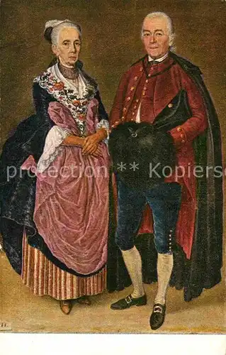 Trachten Schweiz Nidwalden Joseph Reinhardt Felix Jahn und seine Frau Kat. Trachten