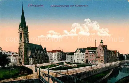 Pforzheim Melanchtonplatz Stadtkirche Kat. Pforzheim