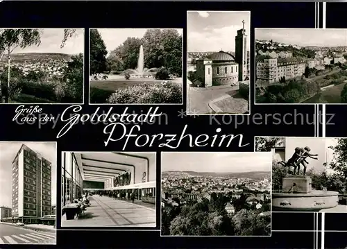 Pforzheim Stadtgarten Herz Jesu Kirche Denkmal Hochhaus Panoramen Kat. Pforzheim