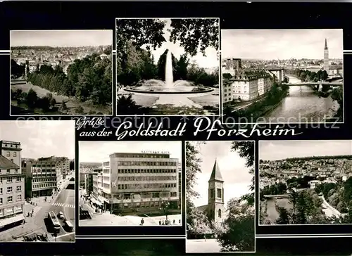 Pforzheim Springbrunnen Stadtkirche Bruecke Ketteler Bier Panoramen Kat. Pforzheim