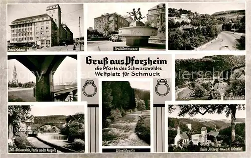 Pforzheim Industriebau Dreitaelerbrunnen Dill Weissenstein Ruine Steinegg Kat. Pforzheim