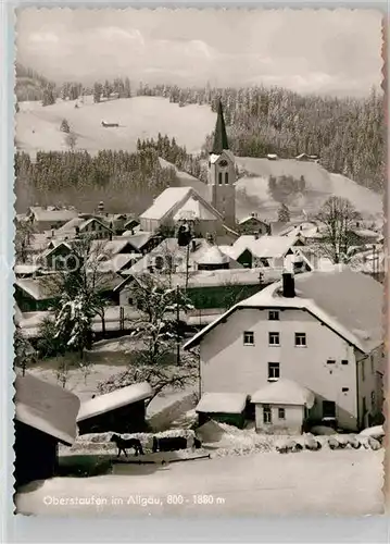 Oberstaufen Ortsansicht mit Kirche Winterpanorama Allgaeuer Alpen Kat. Oberstaufen