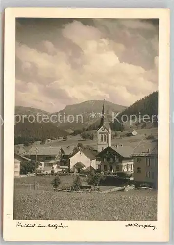 Steibis Ortsansicht mit Kirche Blick zum Hochgrat Allgaeuer Alpen Kat. Oberstaufen