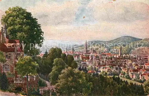 Freiburg Breisgau Panorama Kuenstlerkarte Marschall Kat. Freiburg im Breisgau