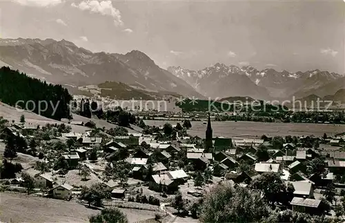 Burgberg Allgaeu mit Allgaeuer Alpen Kat. Burgberg i.Allgaeu