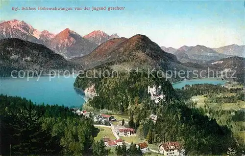 Hohenschwangau Kgl Schloss Hohenschwangau Blick von der Jugend Kat. Schwangau