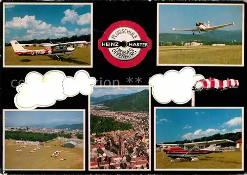 Freiburg Breisgau Motorflugschule Heinz Harter  Kat. Freiburg im Breisgau