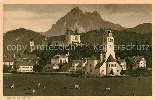 Fuessen Allgaeu Hohes Schloss mit Saeuling Kat. Fuessen