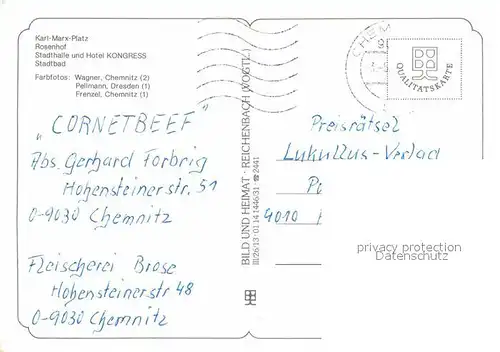 Chemnitz Karl Marx Platz Rosenhof Stadtbad Kat. Chemnitz