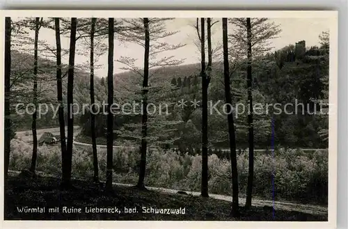 Pforzheim Wuermtal mit Ruine Liebeneck Kat. Pforzheim