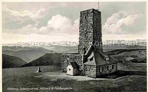 Feldberg Schwarzwald Feldbergturm Aussichtsturm mit Alpenkette Kat. Feldberg (Schwarzwald)