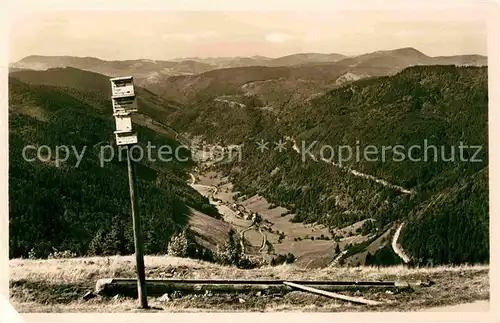 Brandenberg Todtnau Panorama Blick ins Wiesental Wegweiser Kat. Todtnau