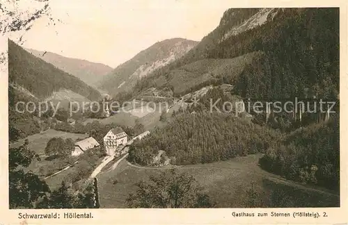 Hoellental Schwarzwald Panorama mit Blick zum Gasthaus zum Sternen Veltens Lichtdruck Karten Kat. Buchenbach