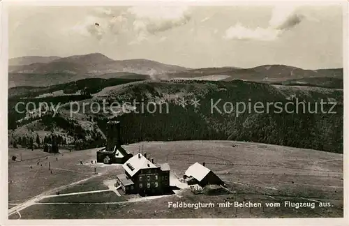 Feldberg Schwarzwald Feldbergturm mit Blick zum Belchen Fliegeraufnahme Kat. Feldberg (Schwarzwald)