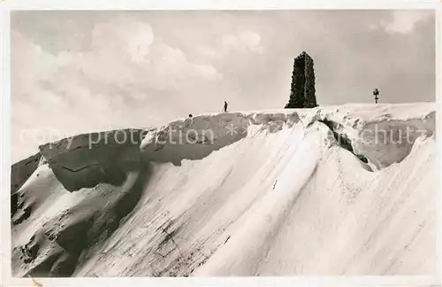 Feldberg Schwarzwald Seebuckwaechter Steilhang Bismarckdenkmal im Winter Kat. Feldberg (Schwarzwald)