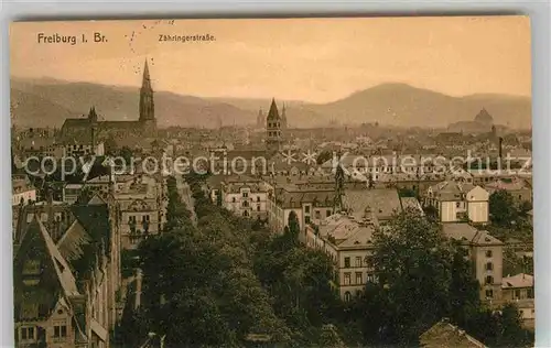Freiburg Breisgau Stadtbild mit Muenster Zaehringerstrasse Kat. Freiburg im Breisgau