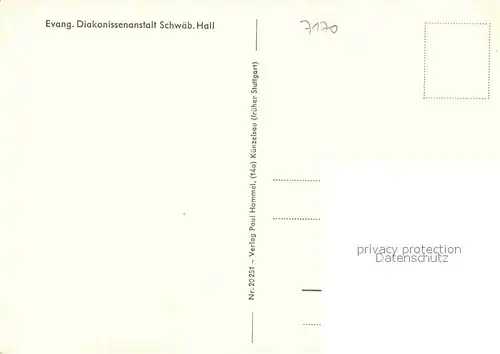 Schwaebisch Hall Diakonissenanstalt Krankenhaus Kat. Schwaebisch Hall