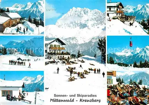 Mittenwald Bayern Skiparadies Kreuzberg St Anton und Woerner Kat. Mittenwald