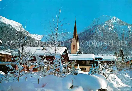Oberstdorf Kirche mit Allgaeuer Alpen und Schattenberg Kat. Oberstdorf