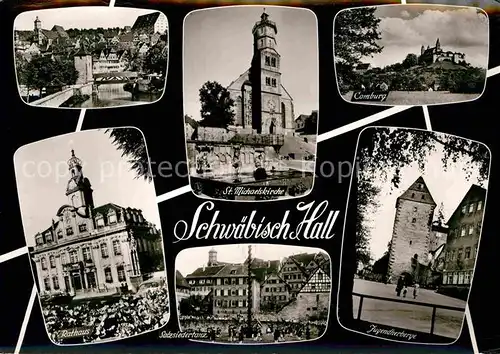 Schwaebisch Hall Sulfersteg St Michaeliskirche Comburg Jugendherberge Salzsiedertanz Rathaus Bromsilber Kat. Schwaebisch Hall