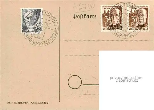 Landau Pfalz Staedtische Festhalle Pfaelzer Briefmarkenhaendlertag  Kat. Landau in der Pfalz