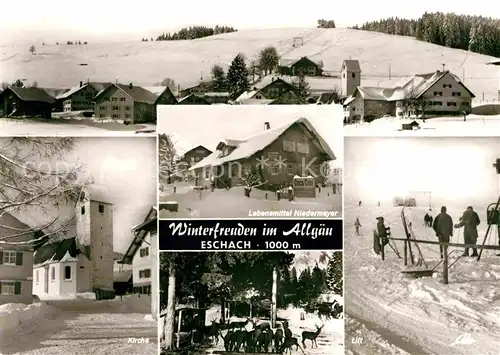 Eschach Fuessen Winter Kirche Skilift Lebensmittel Niedermayer Wildfuetterung Kat. Fuessen