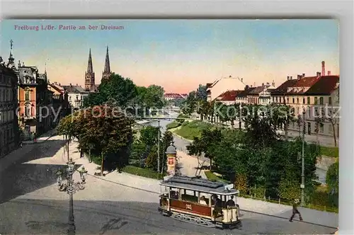 Freiburg Breisgau Dreisam Strassenbahn Muenster Kat. Freiburg im Breisgau